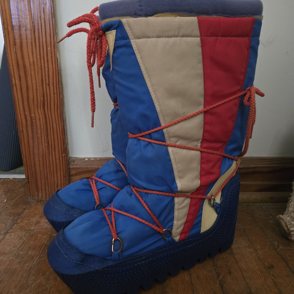 Colorful Winter Snow Boots Vintage Boho 60s 70s Kelso Moon Outdoor Size 7/8